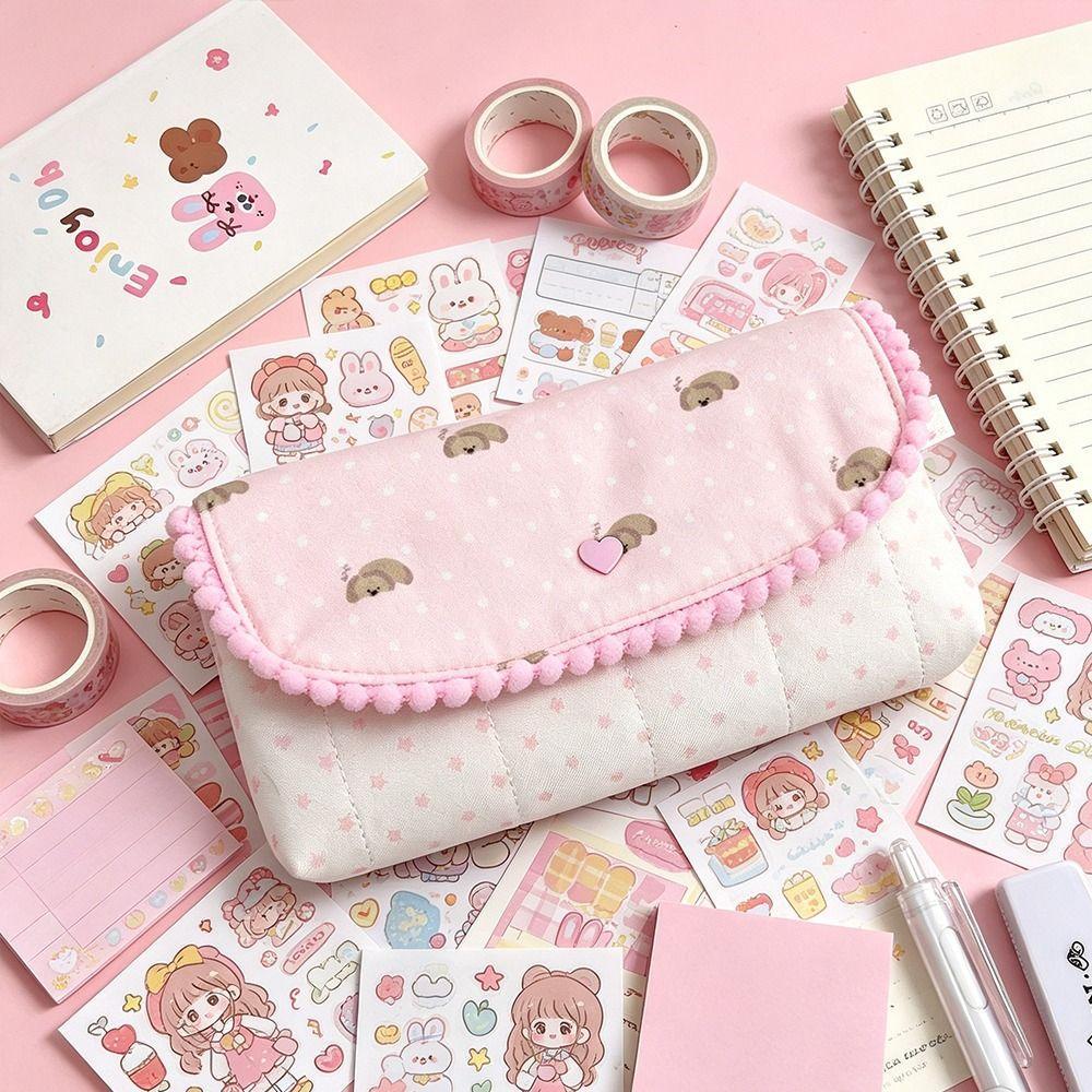 Puppy Print Pen Bag Zipper Pencil Pouch Durable Pencil Case School Supplies
