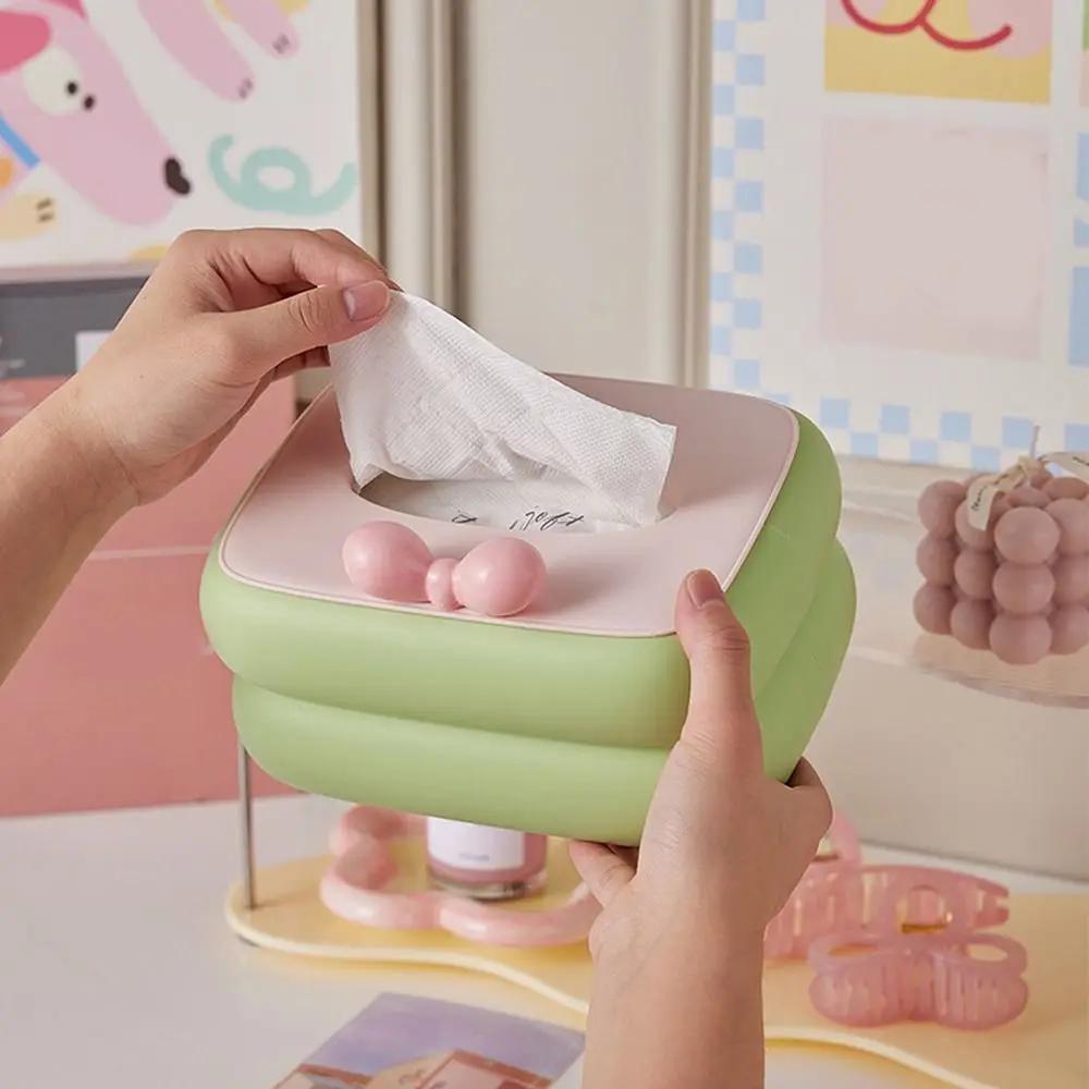 Модная настенная коробка для салфеток Dopamine в кремовом стиле с большой емкостью, ящик для бумаги с пружинным ящиком для хранения салфеток, журнальный столик