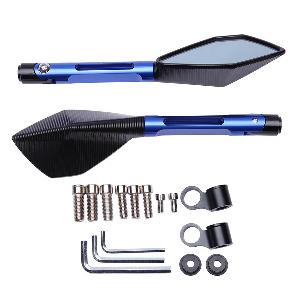 Универсальное алюминиевое зеркало заднего вида с ЧПУ для мотоцикла, синее антибликовое зеркало для скутера Honda Yamaha Suzuki