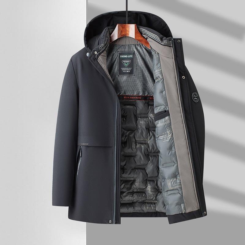 Зимняя мужская одежда с хлопковой подкладкой, деловая повседневная теплая куртка с капюшоном и съемной хлопковой подкладкой, мужская куртка