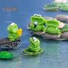 Mini Frog Figurines Cartoon Big Mouth Chorus Frog Statue for Moss Landscape Flower Pot Accessories Resin Miniature Desktop Ornament for Car Home Decor