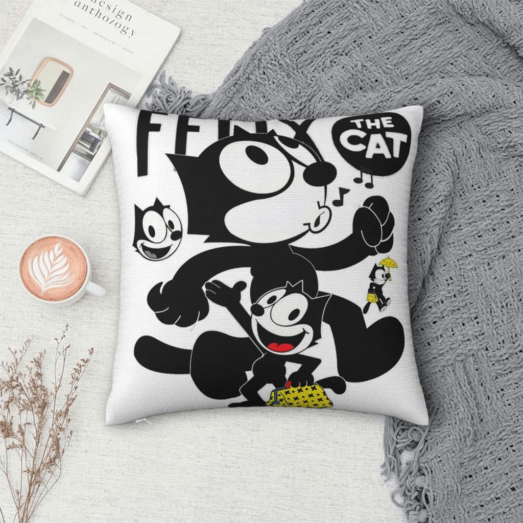 Vintage Felix The Cat Cartoon Square Pillowcase Cushion Cover Pillow Case Throw Pillow Cover for Home Bedroom Car