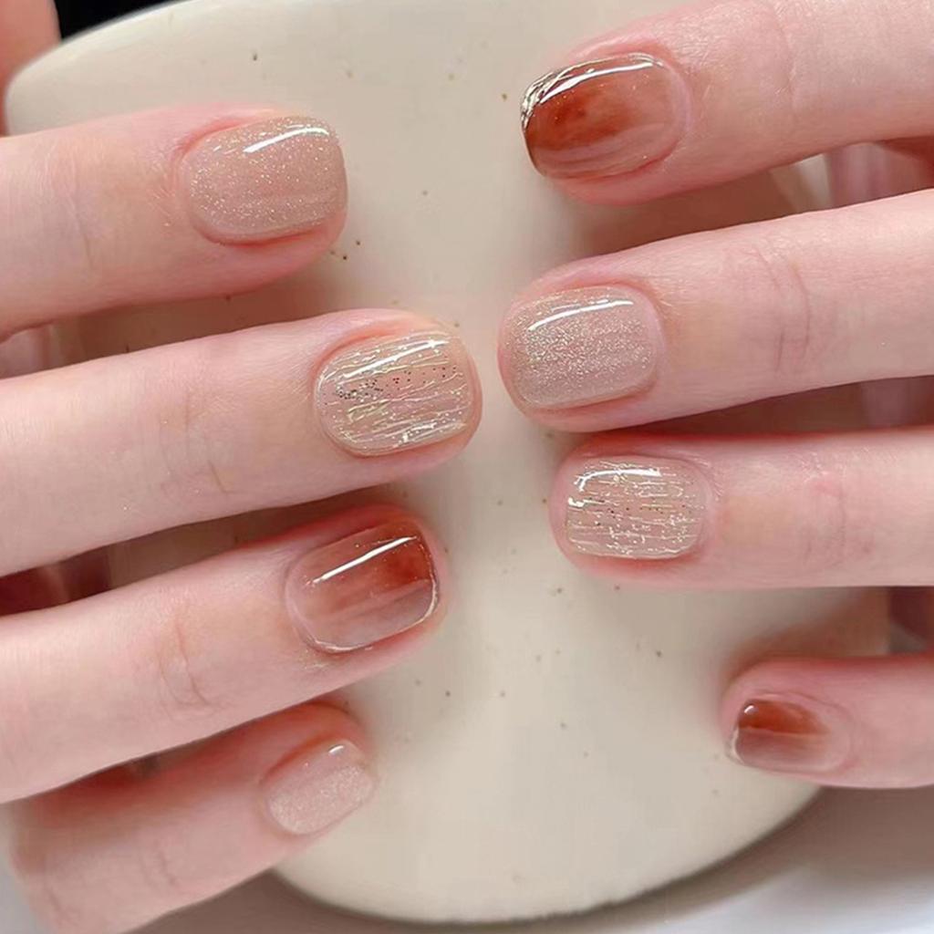 24 шт./кор. бабочка-бант, носимые розовые накладные ногти, накладные ногти, дизайн ногтей, легко наносится и удаляется