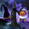 Halloween Witch Statue Gothic Enchanting Witch Figurine with Pumpkin Resin Tabletop Ornament for Haunted House Home Decor