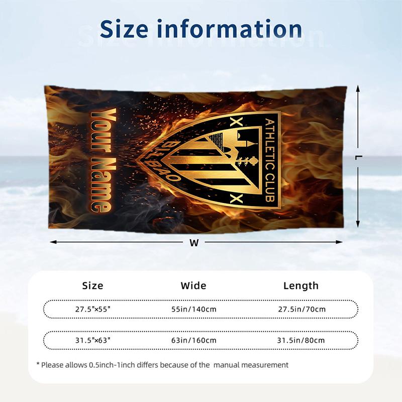 Beach Towel Athletic Bilbao FC Print Custom Name Text Soft Towel for Swimming Pool