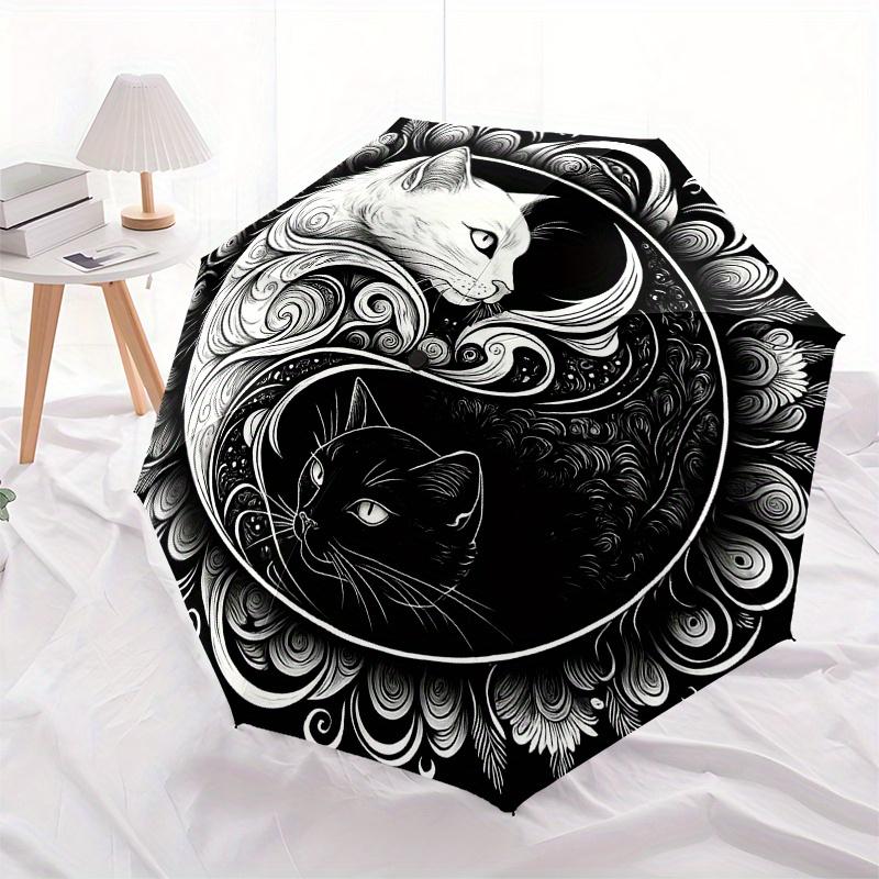 Yin Yang Cats: A Unique Black & White Artwork for Your Home DecorUmbrella, Portable 3-Fold Compact Umbrella for Men & Women Gift