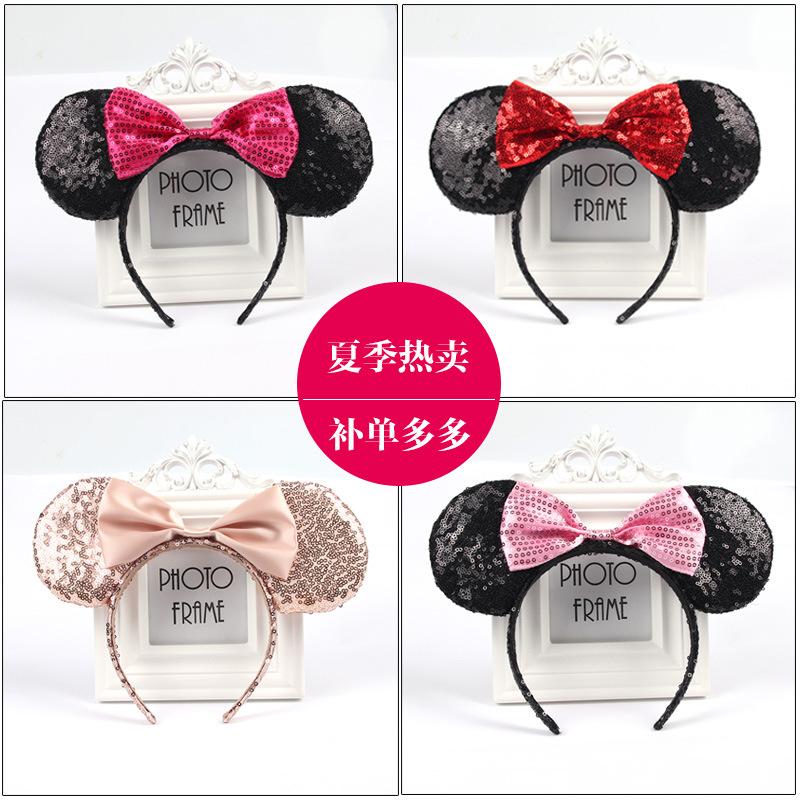 Mouse Ears Headband Cute Bow Decorated Party Headwear for Kids and Adults