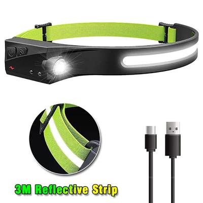 COB LED Sensor Headlamp USB перезаряжаемый кемпинговый поисковый фонарь со встроенным аккумулятором светодиодный налобный фонарь для рыбалки и кемпинга