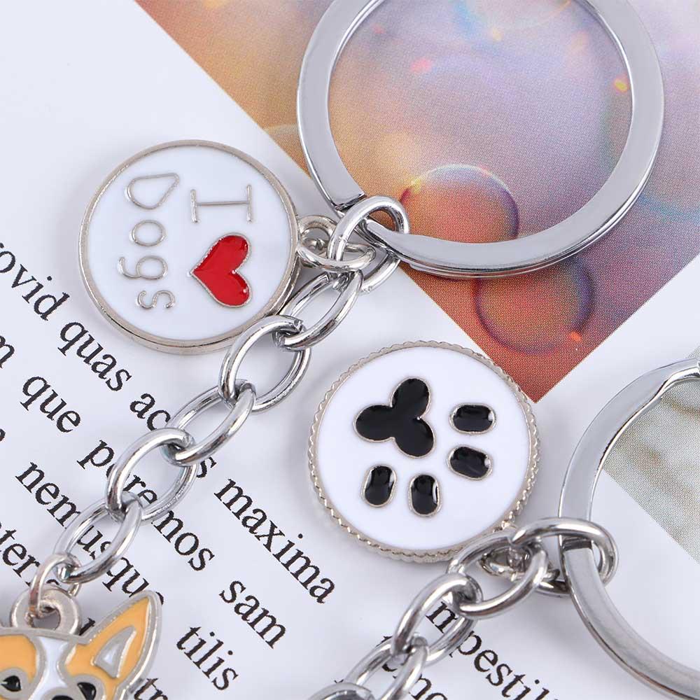 Cartoon Couple Ornaments Car Key Holder Corgi Key Chain Handbag Pendant Bag Key Chain Dog Key Chain