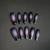 10pcs Y2K Black Pink Grid Press On Nails 3D Star Heart Halo Dyeing Coffin Shape Long Fake Nail Tips