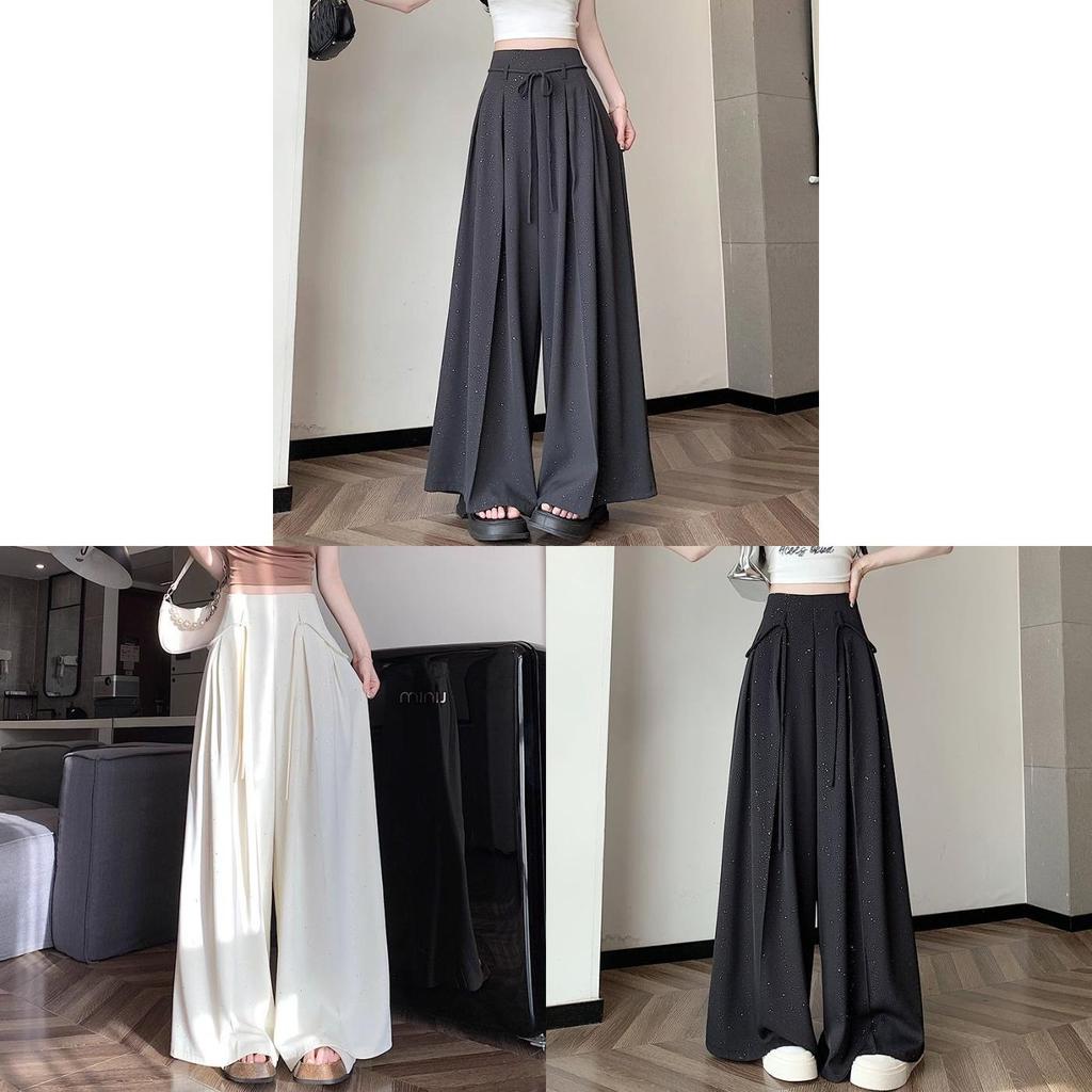Summer Fashion Wideleg Suit Skirt Pants For Women With Solid Color And Fine Flash Design