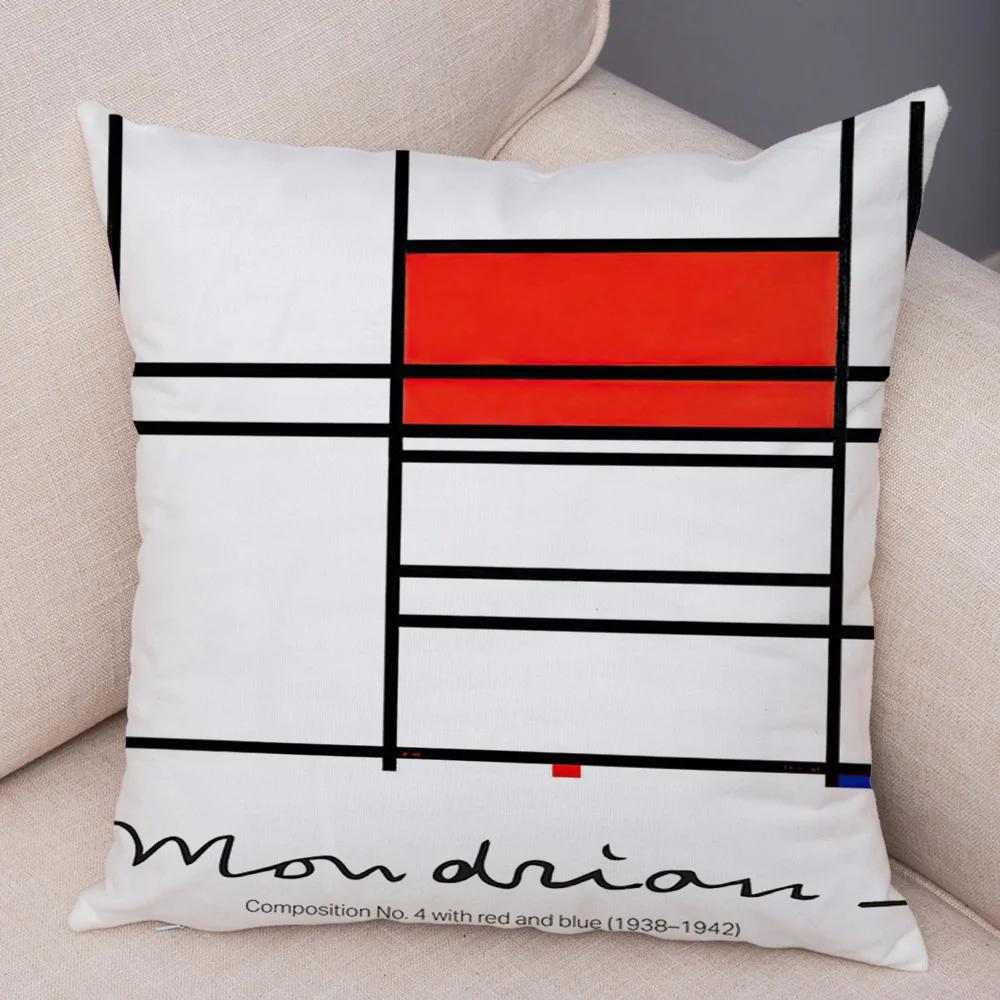 Piet Mondrian Geometric Line Color Block Pillowcase Soft Plush Throw Cushion Cover Decor Nordic Style Pillow Case for Sofa Home