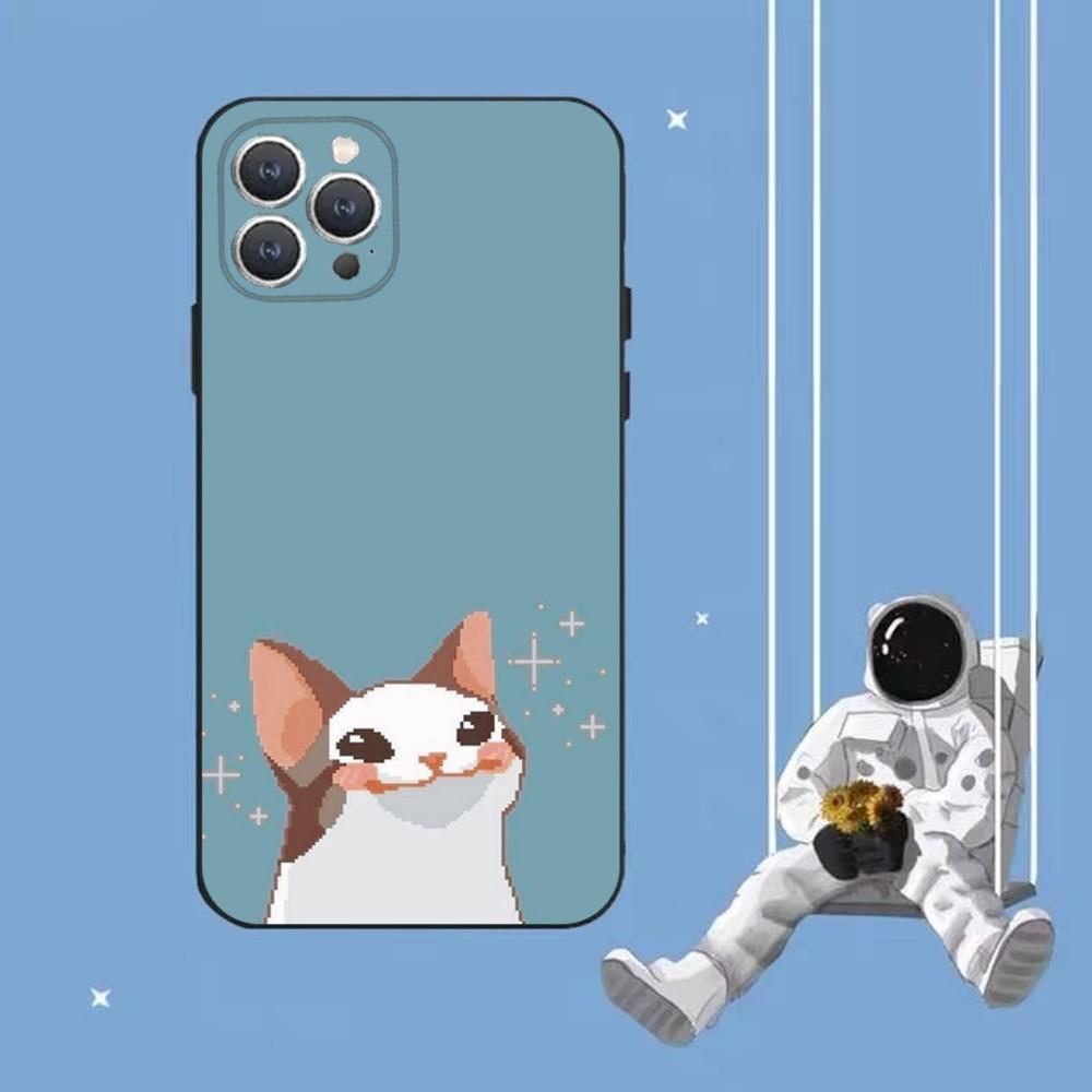 Милый Смешной Мем Кот Чехол для Телефона Для iPhone 16,15,14,13,12,Pro,Max,11,7,8,Plus,XR,XS Max Ударопрочный Силиконовый Мягкий Чехол