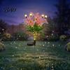 Energy Saving Garden Stakes 2Pcs Artificial Flower Solar Lights, Lily Bamboo Wisteria Stake Easy Install Yard Decor Powered Firefly Waterproof Pathway