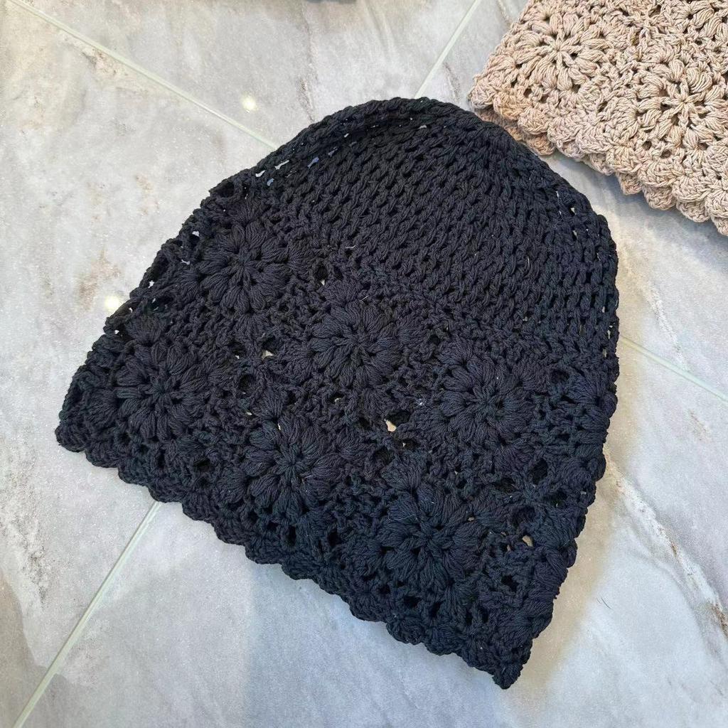 Изысканный платок, шляпа, женская, ажурная, весна и лето, тонкий дизайн, художественная, для маленького лица, вязаная шляпа, шляпа-бини