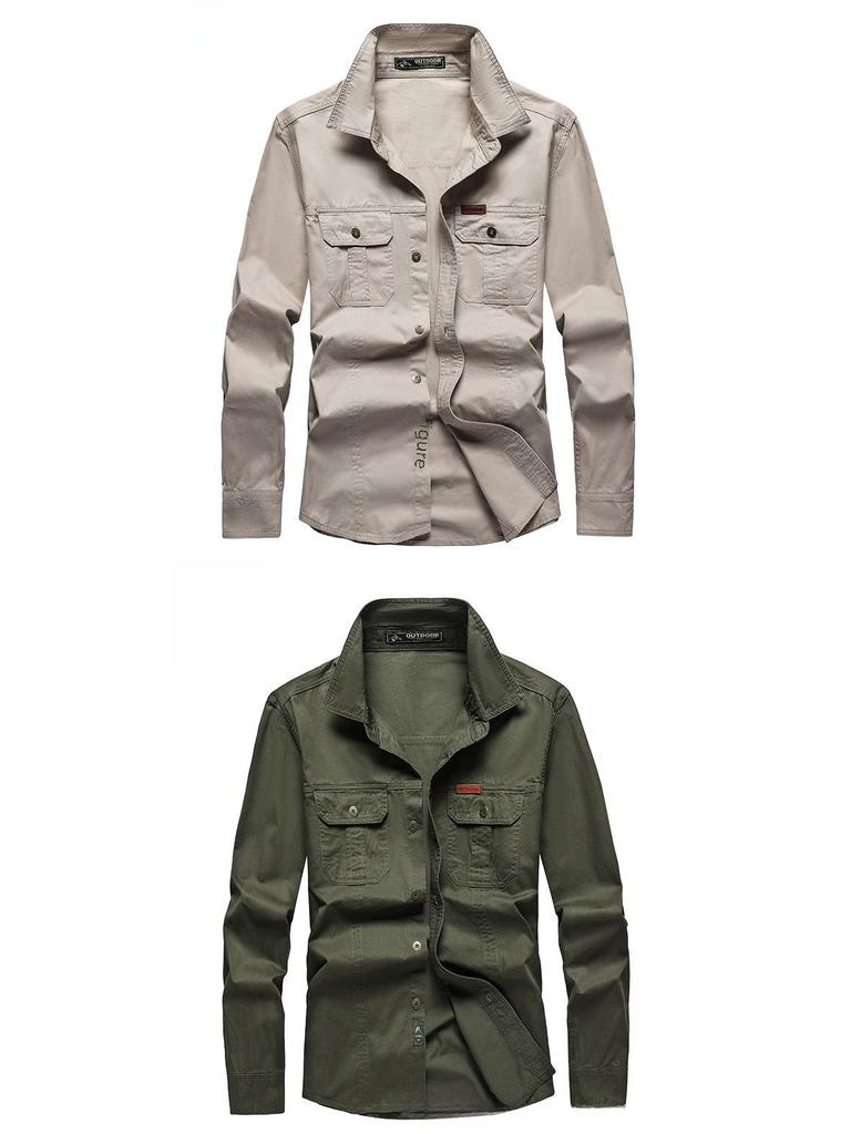 Новая хлопковая рубашка с длинным рукавом для мужчин среднего возраста и молодых мужчин - Отдых на природе