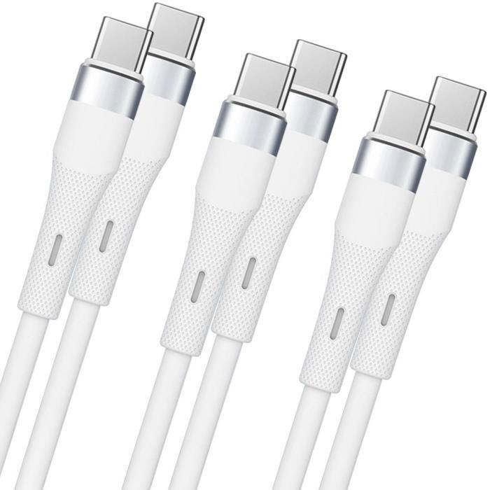 Câble USB-C vers USB-C - E.F.Connection - Lot de 3 - 60W - 1 mètre - Compatible Samsung, Xiaomi, iPhone 15/16