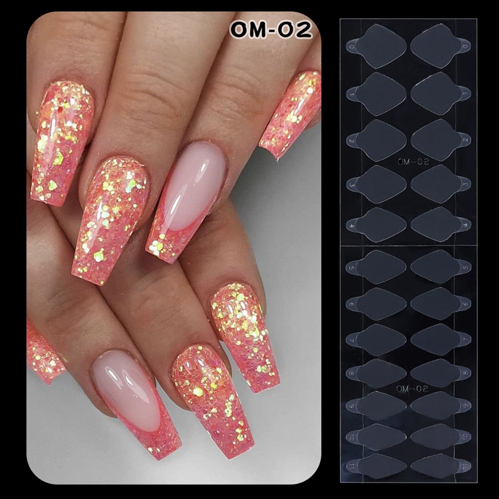 72 шт. Горячие накладные типсы Полигель для наращивания ногтей для двойных форм Французская линия Силиконовая французская форма Двойная наклейка
