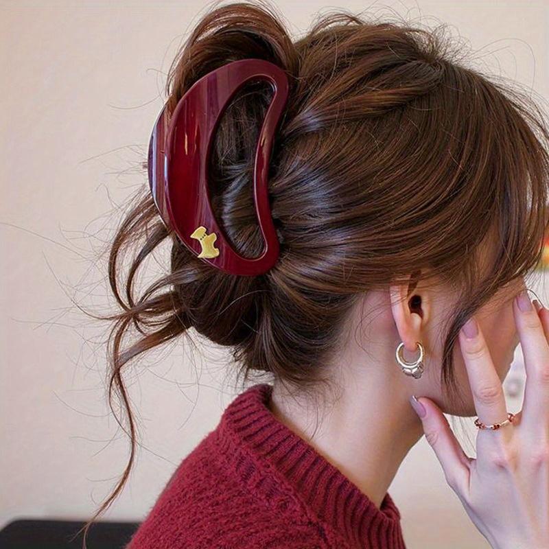 1 шт. Модный французский милый темперамент акриловый большой зажим-акула, полый овальный зажим для волос для женщин, универсальный аксессуар для волос для повседневной носки