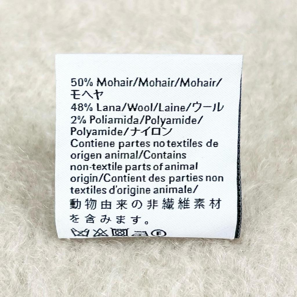 Excellent LOEWE Scarf Anagram leather patch white mohair Women Used