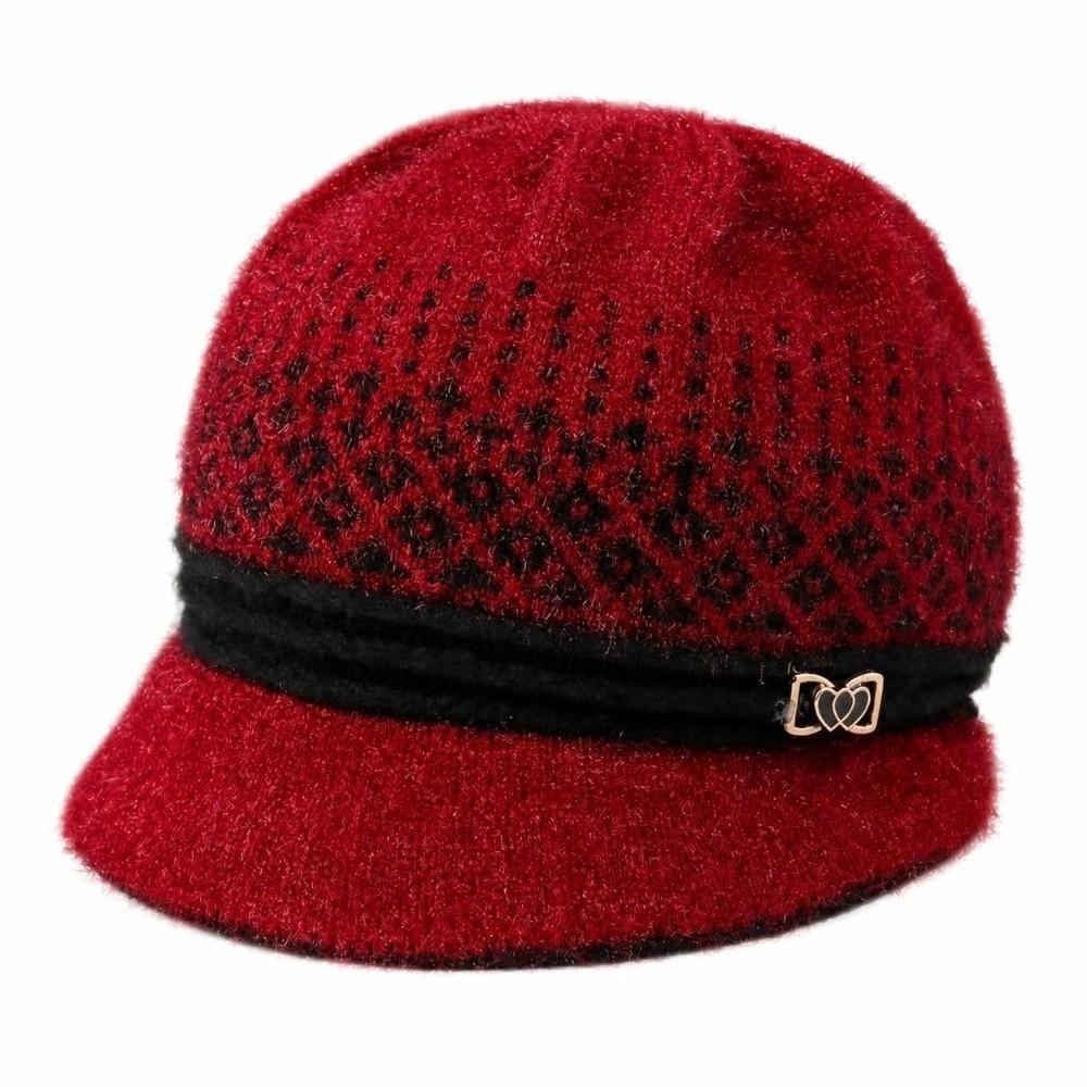 Thickened Fleece Knitted Hat Bow Basin Cap Fashion Winter Hat Middle-Aged Women
