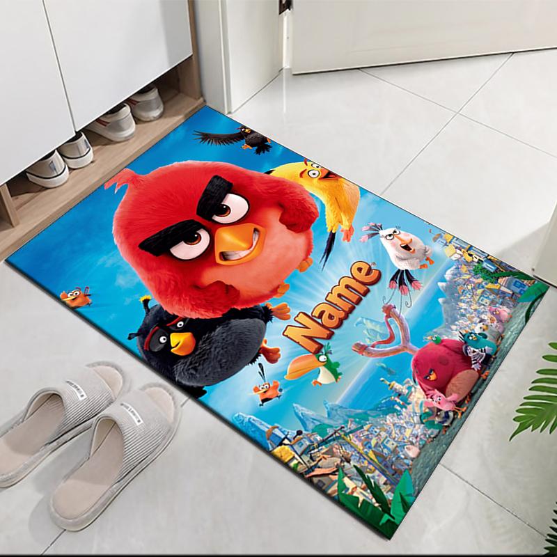 Custom Name Angry Birds Printed Carpet Rug For Office Chair Living Room Bedroom Kitchen Room Decor Gifts