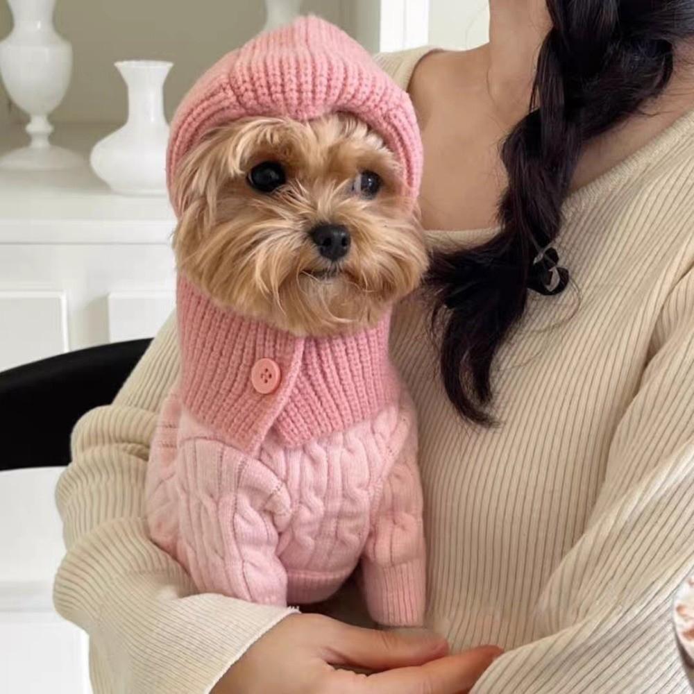 Fashion Dog Knitted Hat Soft Dog Head Cover Cute Cat Bear Hat  for Dog Cat
