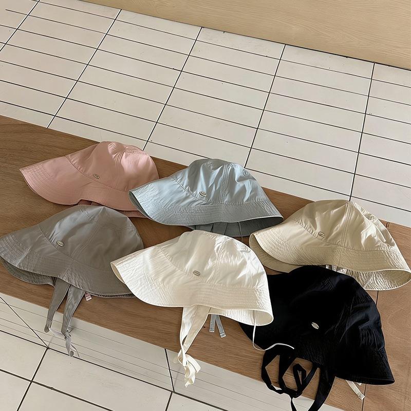 Multi-color quick-drying thin breathable design sense lace-up bucket hat spring and summer thin breathable casual sunscreen hat