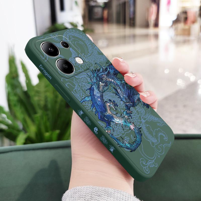 Синий Чехол-Дракон для Телефона Xiaomi Redmi Note 15 Pro Plus 4G 5G Силиконовый Чехол