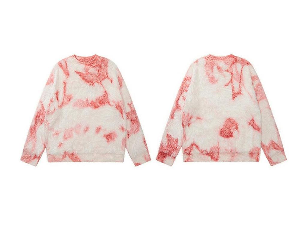 Уличный трендовый свитер тай-дай из искусственной норки для мужчин, свободный, зимний - Мягкий, пушистый, с длинным рукавом, круглым вырезом