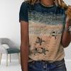Women Summer T Shirt Print The Sea and Animals Short Sleeve Tees Casual Printed Tops