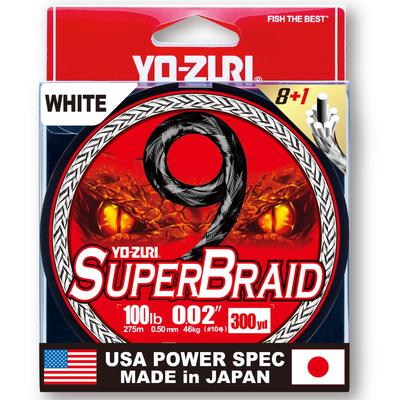 Шнур YO-ZURI PE Super Braid 9 300 ярдов 100 фунтов Цвет: белый