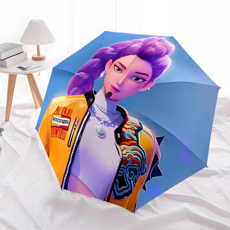 1pc Huntrix Automatic Folding Umbrella - Compact 8-Rib Design, Durable Plastic & Iron, Perfect Gift for Friends & Family, yy250923020