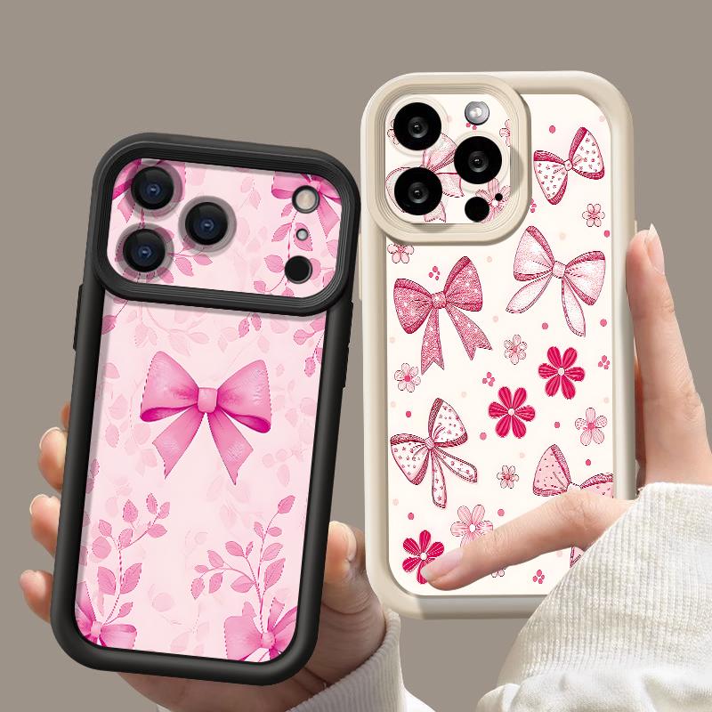 Мягкий чехол для телефона с ярким узором в виде бантиков Для iPhone 17e 17 16 15 14 13 Pro Max 17 Pro 16e 11 Ударопрочный силиконовый задний чехол из ТПУ