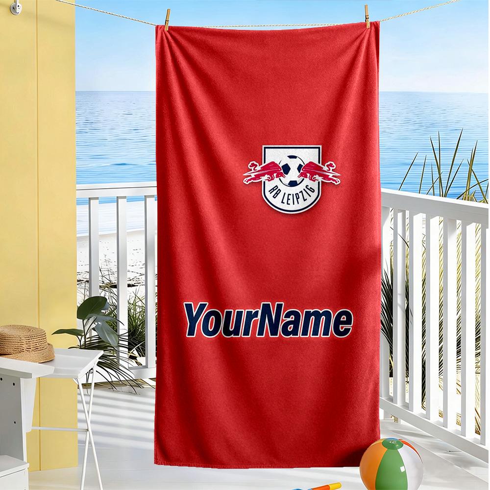 Rb Leipzig Personalized Text Beach Towel High Absorbency Quickdry Suitable For Swimming Gym Camping Yoga Vacation