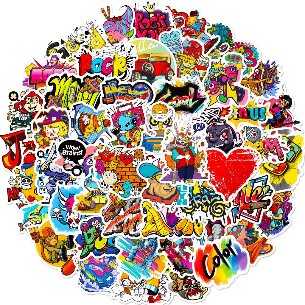 50 Наклеек серии «Уличное граффити», Смешные наклейки для багажа, шлема, блокнота, персонализированные наклейки для гитары