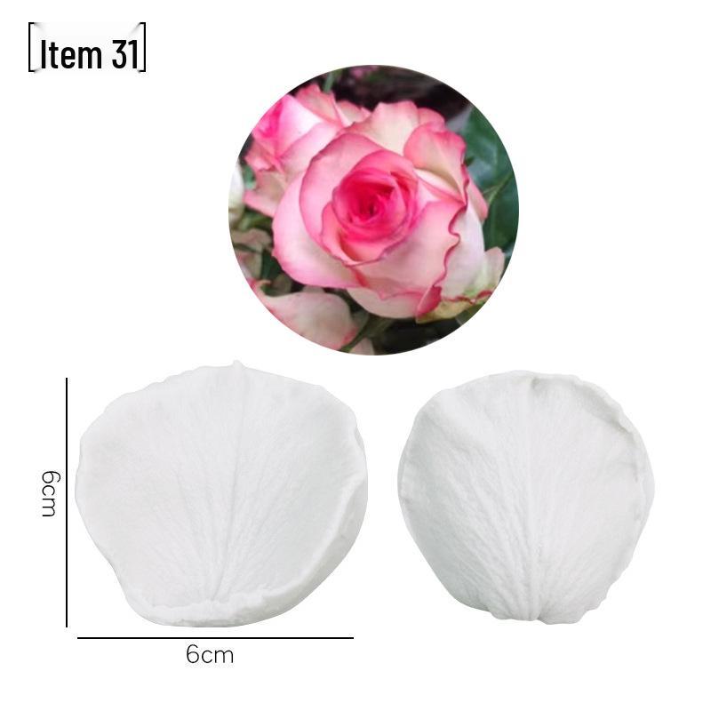 Силиконовая форма для мастики - Набор лепестков и листьев, пищевая, для тиснения на дереве и цветах.