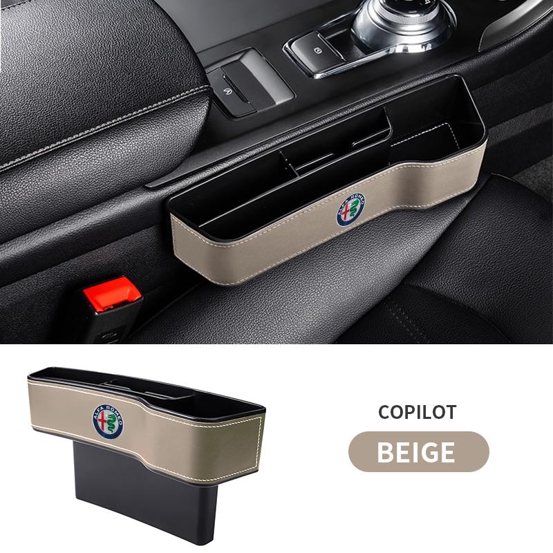 1Pc Leather Car Seat Gap Storage Box Phone Keys Organizer For Alfa Romeo GDRR Giulietta 159 147 156 166 Mito Giulia GT Stelvio Tonale
