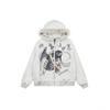 Anime Style Zip-Up Hoodie Y2K Polka Dot Angel Print Unisex Sweatshirt