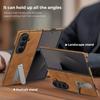 For Samsung Galaxy Z Fold7 5G Magnetic Case Rotating Kickstand Leather Coated PC Phone Cover