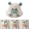 Cartoon Frog Baby Bucket Hat Unisex Boys Girls Sun Protection Cap Lovely Toddlers Basin Hat with Cute Embroidery Pattern