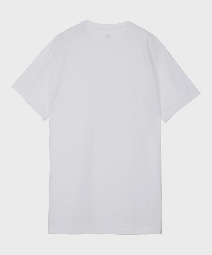 BASIC HOUSE Uni Layered Round Neck Short Sleeve Tee Long Length (+7Cm) White Lats0106