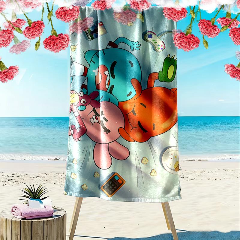 The Amazing World of Gumball Print Beach Towel, Large Soft Quick Dry Towel for Beach Camping Swimming