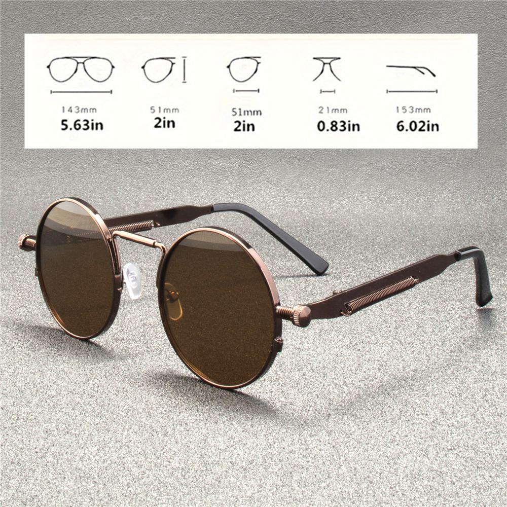 3PCS Vintage Punk Style Sunglasses Men Retro Round Metal Frame Women Sun Glasses Fashion Eyewear Mujer