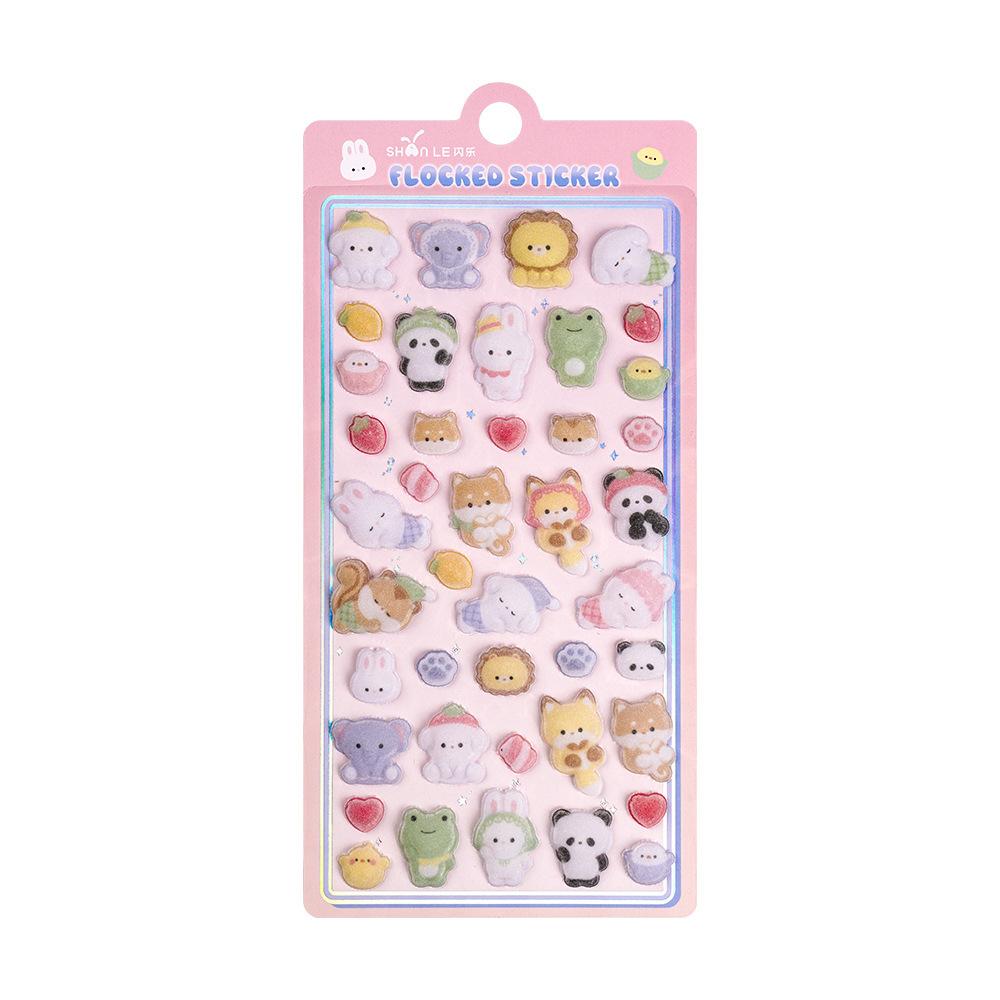 3D Embossed Flocked Stickers, Little Bunny Nose Animal Decor Stickers, for Kids' Phones, Stationery and Scrapbook Decoration