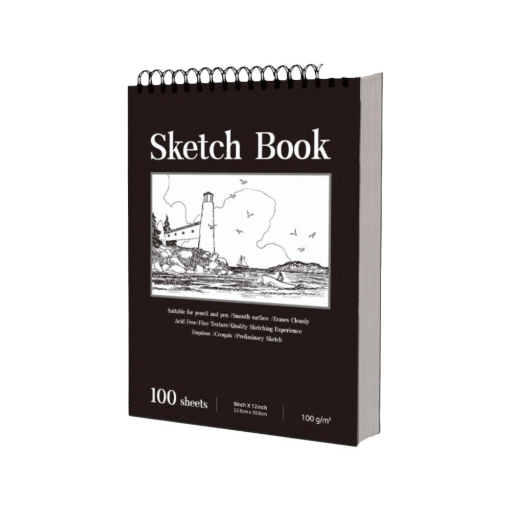 100 Sheets Spiral Bound Artist Sketchbook Perforated Pages Sketching Notebook Crayon Drawing