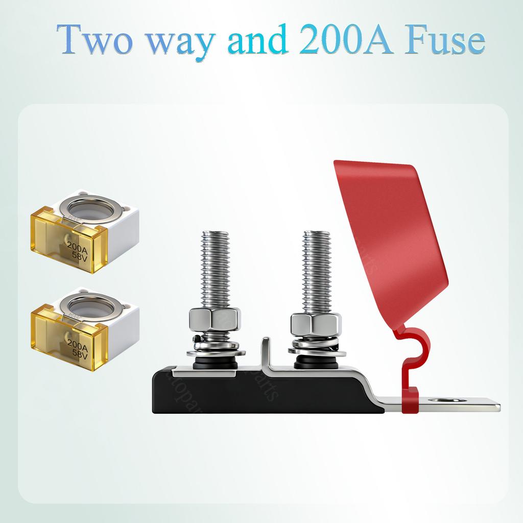 Marine-Grade Battery Fuse Kit Dual MRBF Terminal Fuse Block 30-500 Amp Fuse Holder Double Studs Max Voltage 58V for Boats Trucks