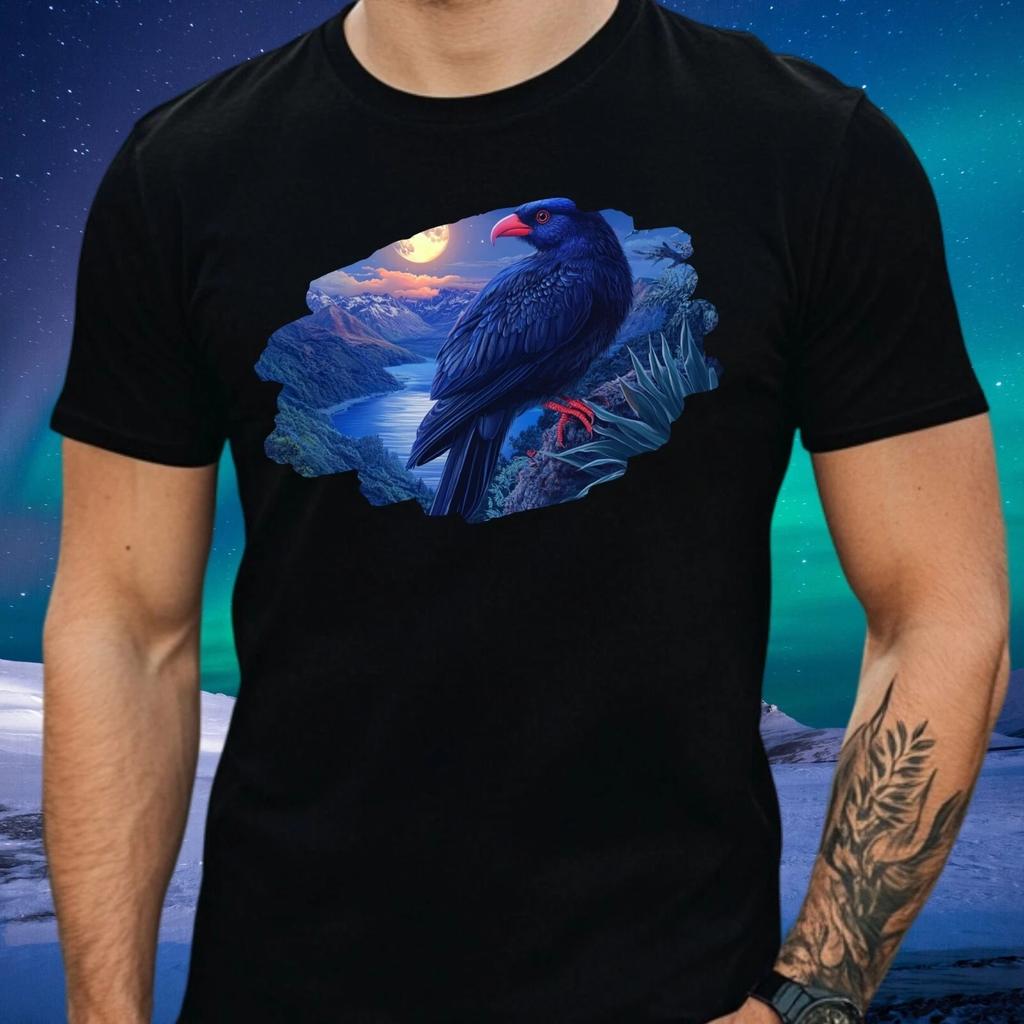 T-Shirt Herren Takahe Vogel bei Vollmond Motiv Baumwolle Größe XS bis 5XL