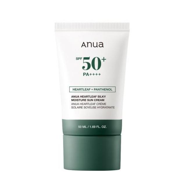 Anua Солнцезащитный крем Heartleaf Silky Moisture 50 мл – Корейский успокаивающий солнцезащитный крем SPF50+ для чувствительной кожи