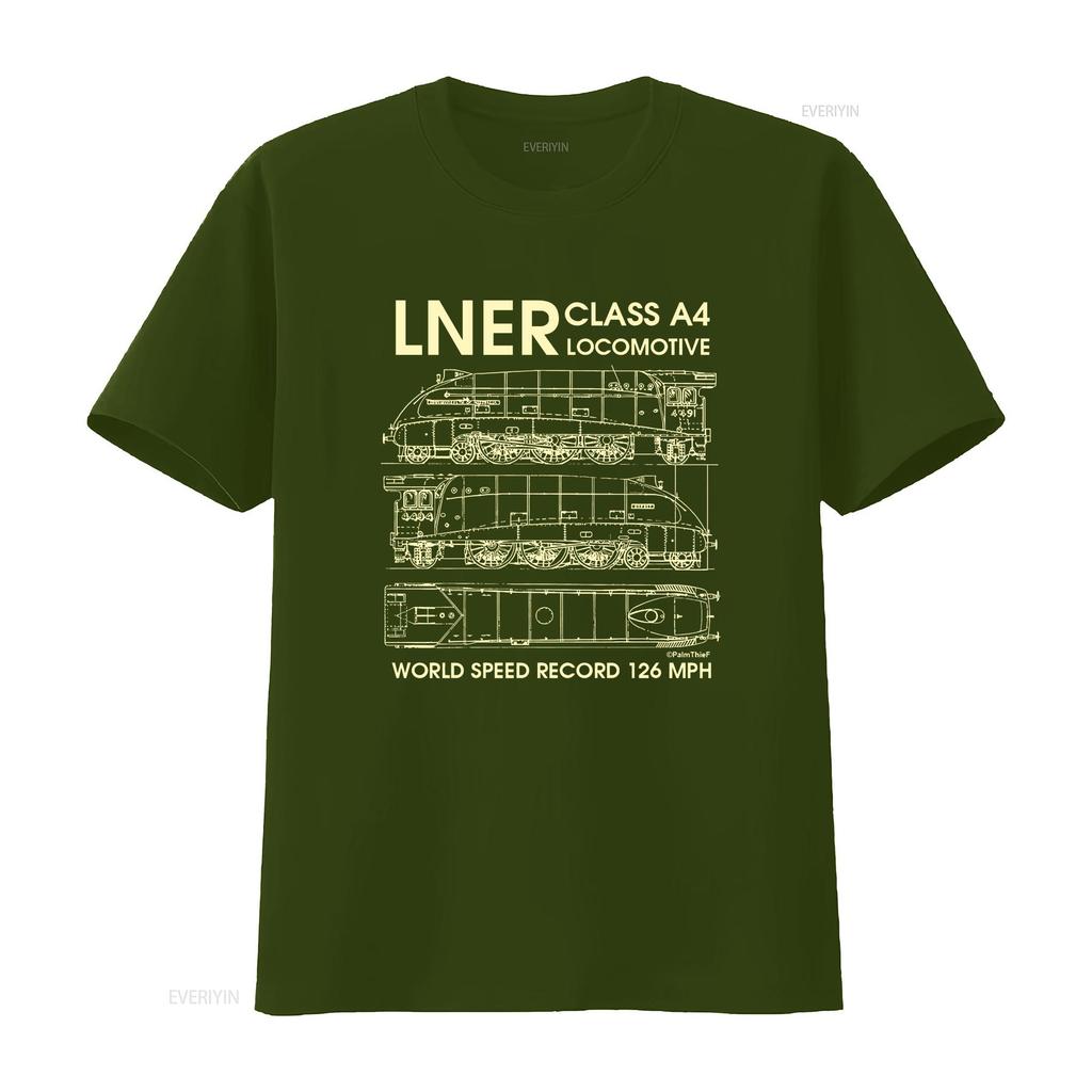 LNER Class A Locomotive Train T Shirt Unisexs Blueprints Birthday  vintage Washed Breathable streetwear Stretched Soft
